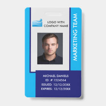 Personalized Corporate Employee ID Badge Blue