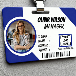 Crachá Personalized Corporate Employee ID Badge Blue