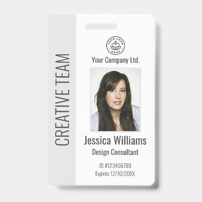 Crachá Personalized Corporate Employee ID Badge Gray (Frente)