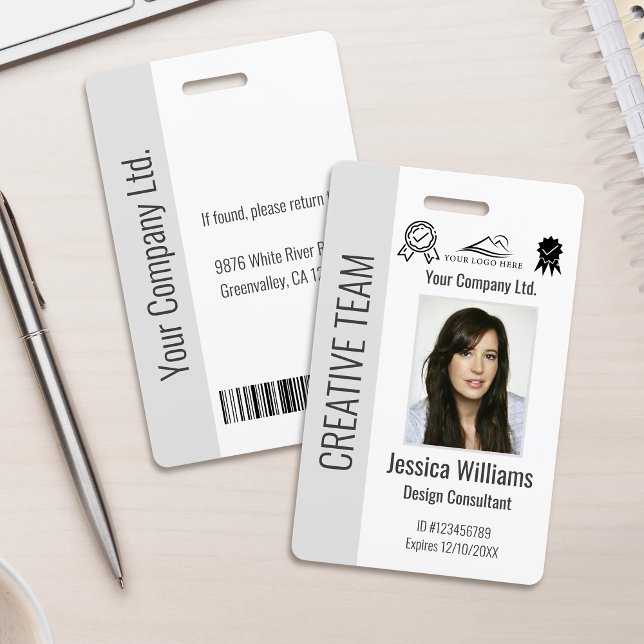 Crachá Personalized Corporate Employee ID Badge Gray (Criador carregado)