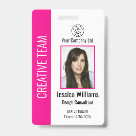 Crachá Personalized Corporate Employee ID Badge Hot Pink