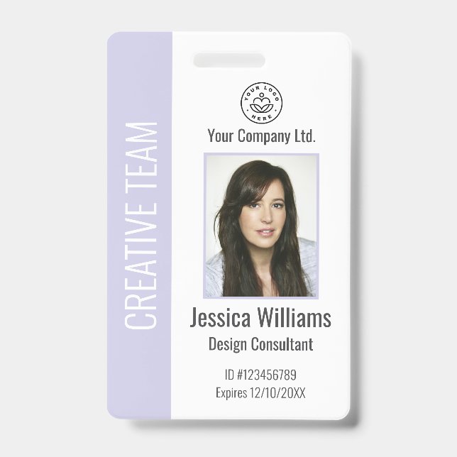 Crachá Personalized Corporate Employee ID Badge Lavender (Frente)