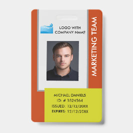 Crachá Personalized Corporate Employee ID Badge Orange