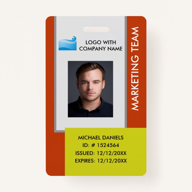 Crachá Personalized Corporate Employee ID Badge Orange (Frente)