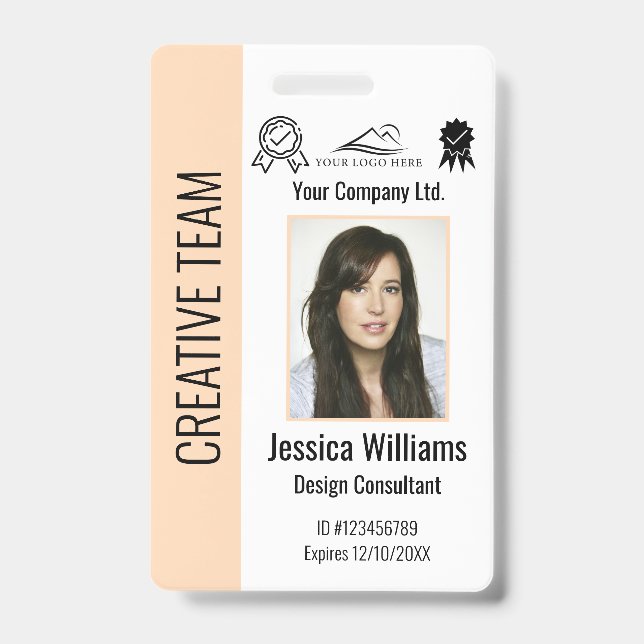 Crachá Personalized Corporate Employee ID Badge Peach (Frente)