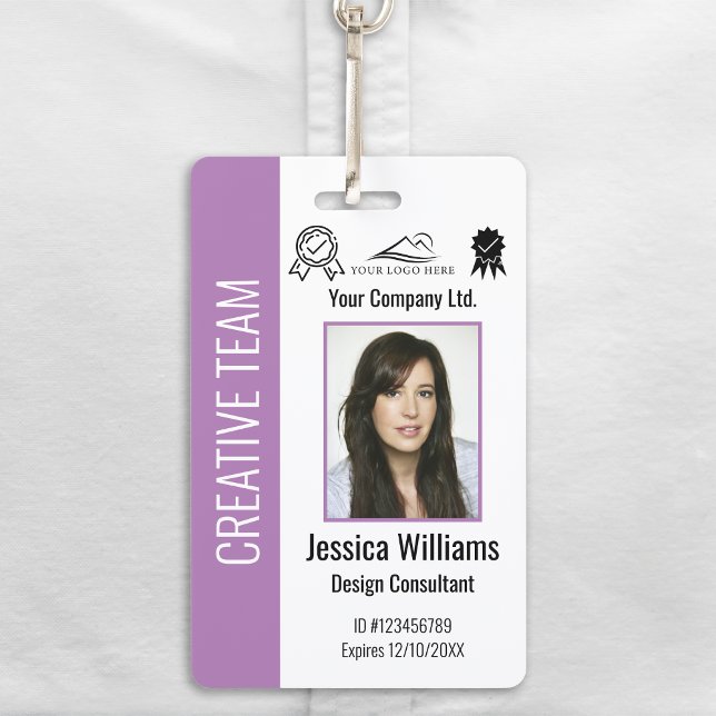 Crachá Personalized Corporate Employee ID Badge Purple (Criador carregado)