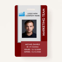 Crachá Personalized Corporate Employee ID Badge Red