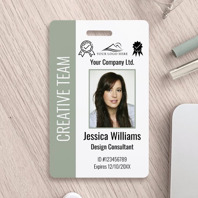 Crachá Personalized Corporate Employee ID Sage Green (Criador carregado)