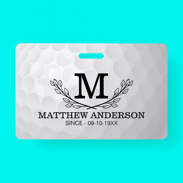 Crachá Personalized Golf Ball Pattern Name Monogram Age (Criador carregado)