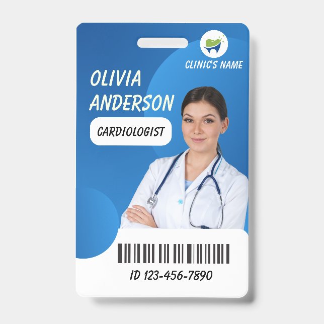 Crachá Personalized Hospital Employee Logo & Photo ID  (Frente)