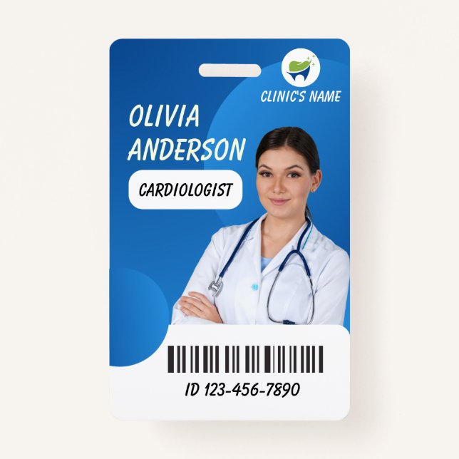 Crachá Personalized Hospital Employee Logo & Photo ID  (Frente)