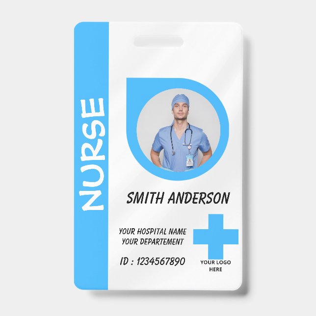 Crachá Personalized Nurse ID Badge for Hospital Staff (Frente)