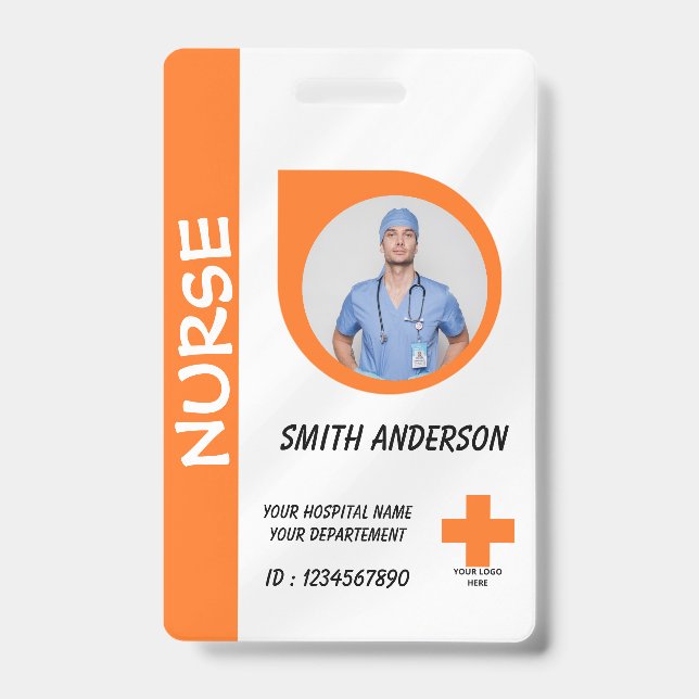 Crachá Personalized Nurse ID Badge for Hospital Staff (Frente)