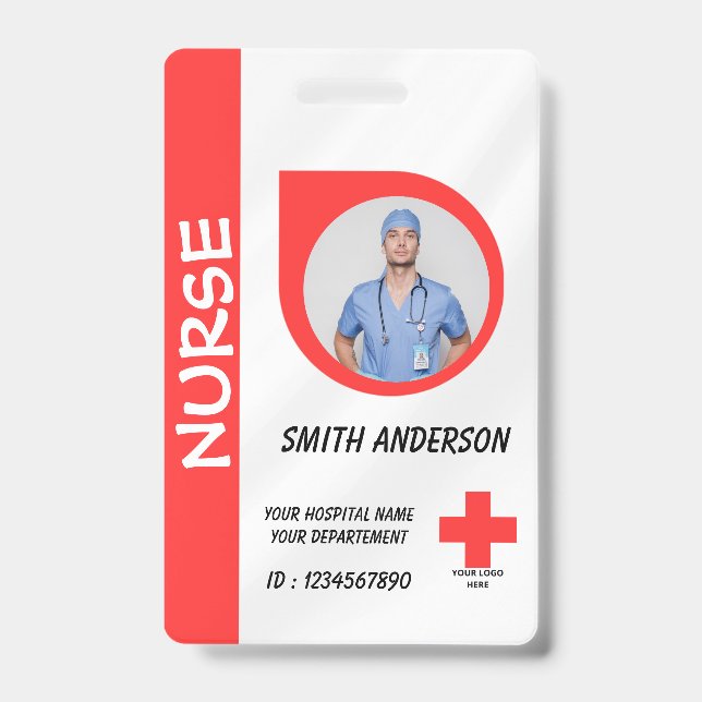 Crachá Personalized Nurse ID Badge for Hospital Staff (Frente)