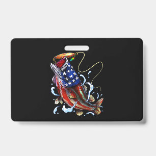 Crachá Pesca de Bass Fish Bandeira Americana Pesca Patrió