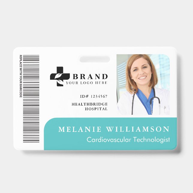 Crachá Pessoal de Funcionário Médico com Foto e Lo (Frente)