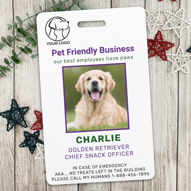 Crachá Pet Business Personalizado ID de Foto do Cão de Fu (Criador carregado)