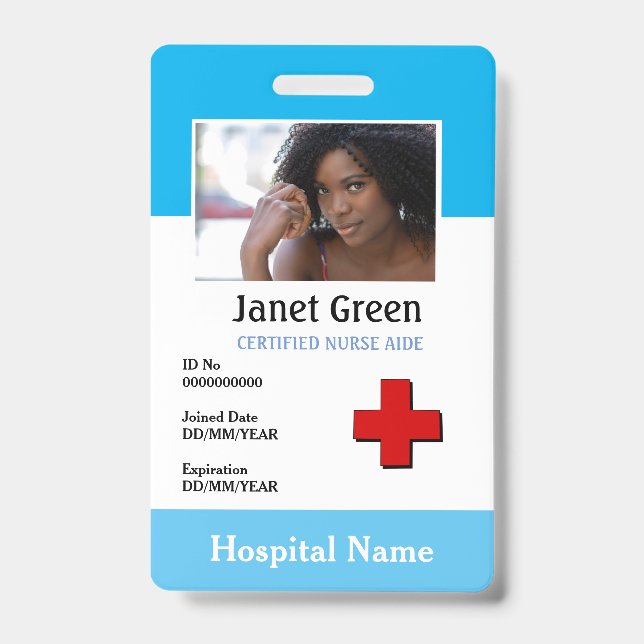 Crachá Photo Nurse de Empregado Personalizado Nome do Méd (Frente)