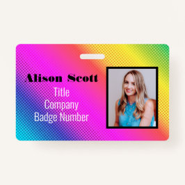 Crachá Picture ID Bright Neon Modern Rainbow Business