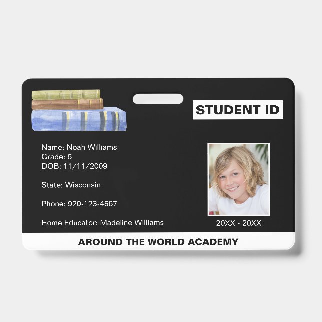 Crachá Pilha do Livro de Identidades do Estudante Homesch (Frente)