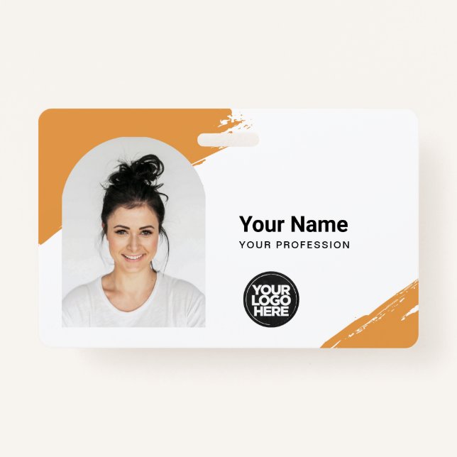 Crachá Pincel de Fotografia Simples do Arco QR com Cartão (Frente)