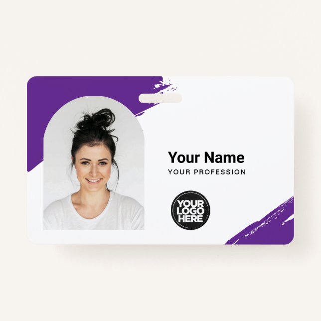 Crachá Pincel de Fotografia Simples do Arco QR com Cartão (Frente)