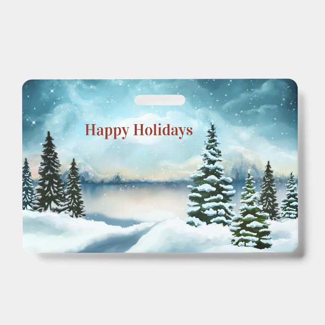 Crachá Pinheiros nevados perto de um lago (Frente)