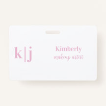 Pink and White Makeup Artist Employee Name Lanyard