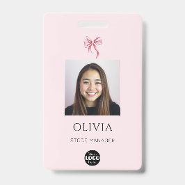 Crachá Pink Bow Professional Small Business Photo Logo
