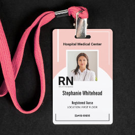 Crachá Pink de ID de Foto de Pessoal Médico Personalizado