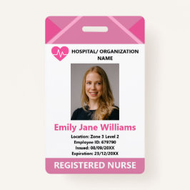 Crachá Pink Medical Doctor Nurse Aged Security Photo ID