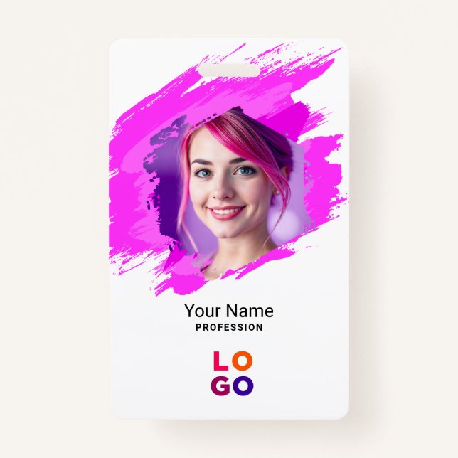 Crachá Pink Paint |  Doctor, Nurse, Health Aide Photo ID (Frente)