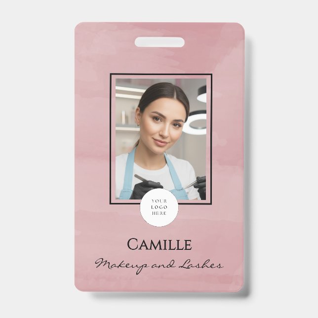 Crachá Pink Script Logo Photo Makeup Badge (Frente)