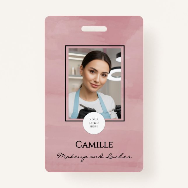 Crachá Pink Script Logo Photo Makeup Badge (Frente)