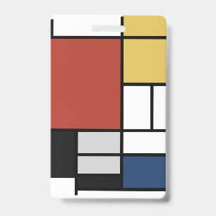 Crachá Pintura Mondrian Plano Vermelho Amarelo Preto Cinz
