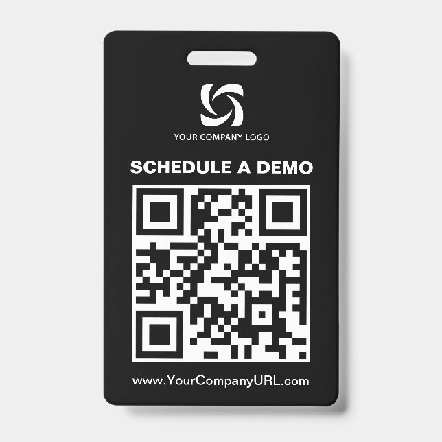Crachá Placa de Feira de Negócios com Código QR Preto (Frente)