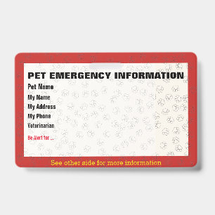 Crachá Placa de Identificação com Informações de Emergênc
