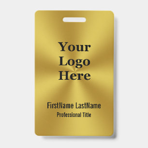 Crachá Placa de Identificação Corporativa em Faux Dourado