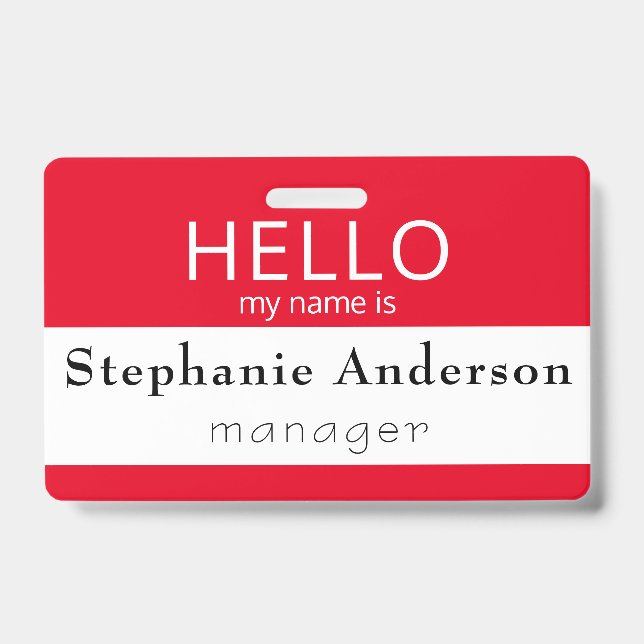 Crachá Placa de identificação HELLO personalizada Meu nom (Frente)