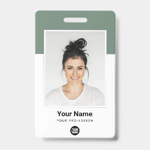 Crachá Placa Personalizada Verde Sage Funcionário Grande