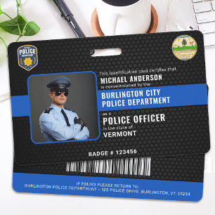 Crachá Polícia de ID do agente de polícia personalizado