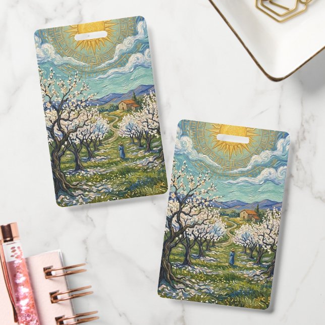 Crachá Pomar de Amendoeiras ao Sol no Estilo de Van Gogh  (Escritório)