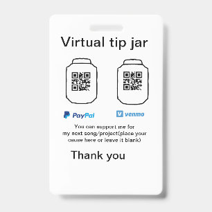 Crachá Pote de gorjeta virtual código q r doação de dinhe