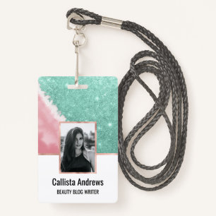 Crachá Praia de Aqua Teal Rosa Rosa Cinza com Água