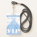 Crachá Prata Azul-Dança-Borboleta Doce 16 VIP Pass<br><div class="desc">Personalizar para qualquer evento.</div>