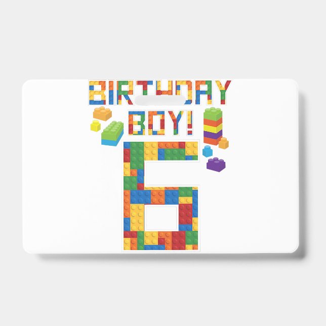 Crachá Presente de aniversário de 6 anos de idade, constr (Frente)