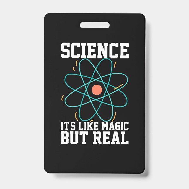 Crachá Presente de Cientista | Ciência É Como Magia (Frente)