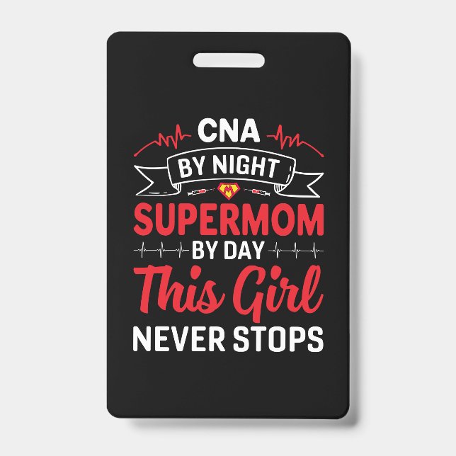 Crachá Presente de Enfermeira CNA Supermãe Noturna (Frente)