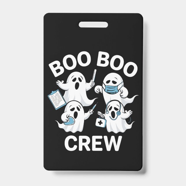 Crachá Presente de Enfermeira de Halloween Equipe de Boo  (Frente)