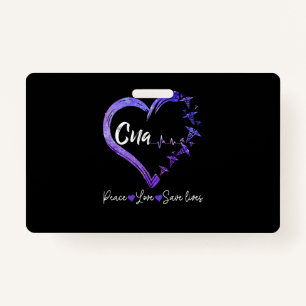 Crachá Presente de Enfermeiro Amor CNA Peace Love Save L